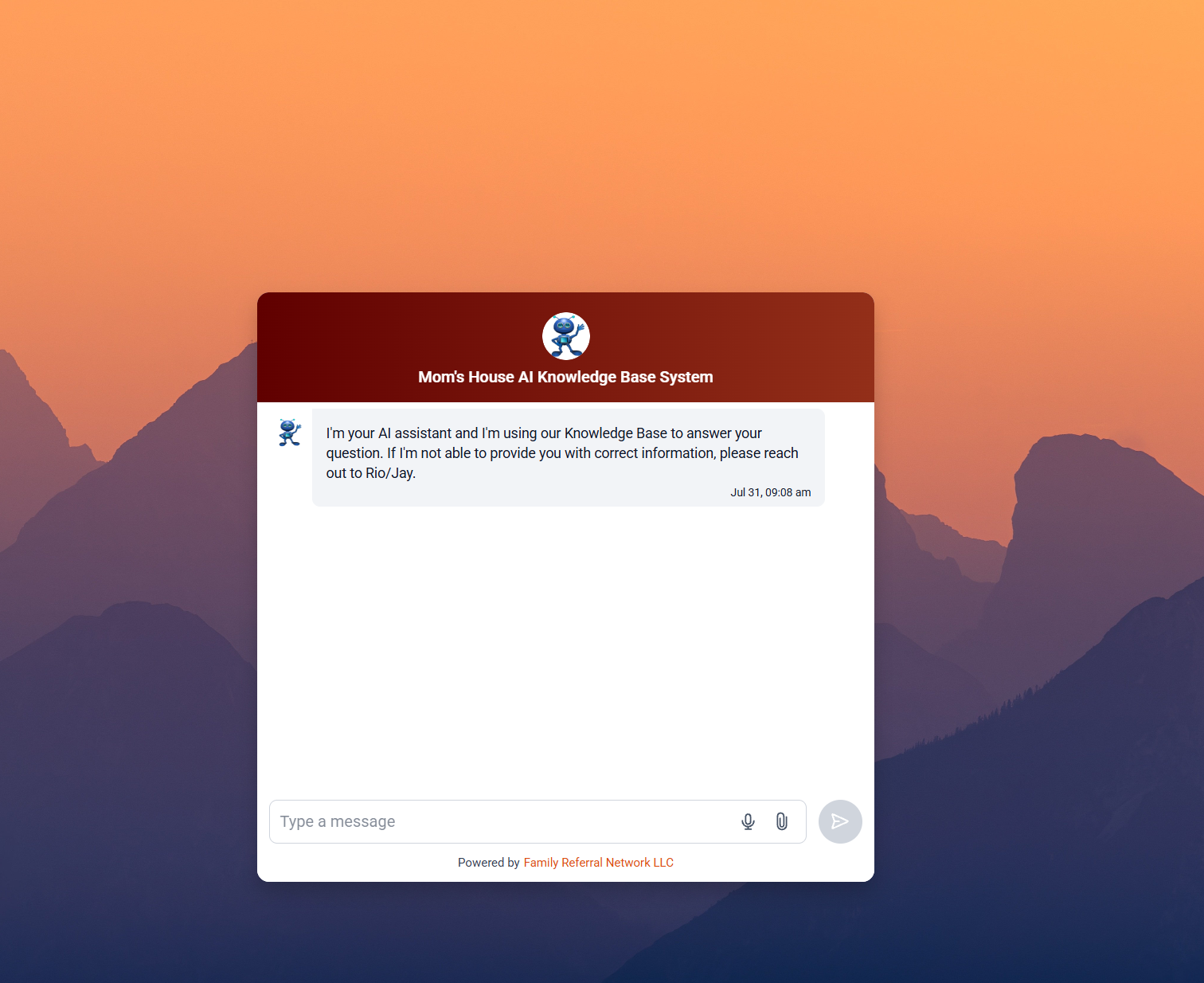 Mom's House AI Knowledge Base System chatbot